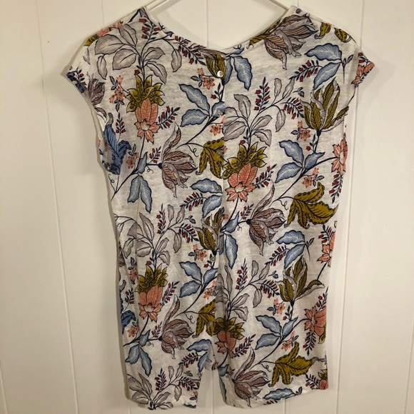 Rachel Zoe Floral Linen Button Up Back Tunic Top Small - Picture 4 of 4